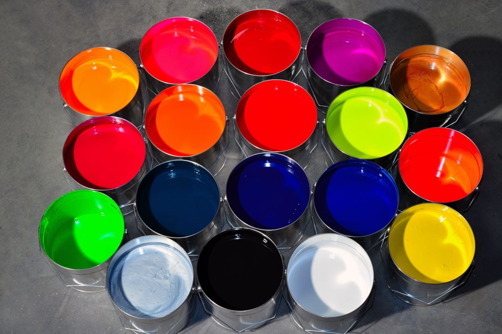 Arrangement of different Balloon printing inks by Everts